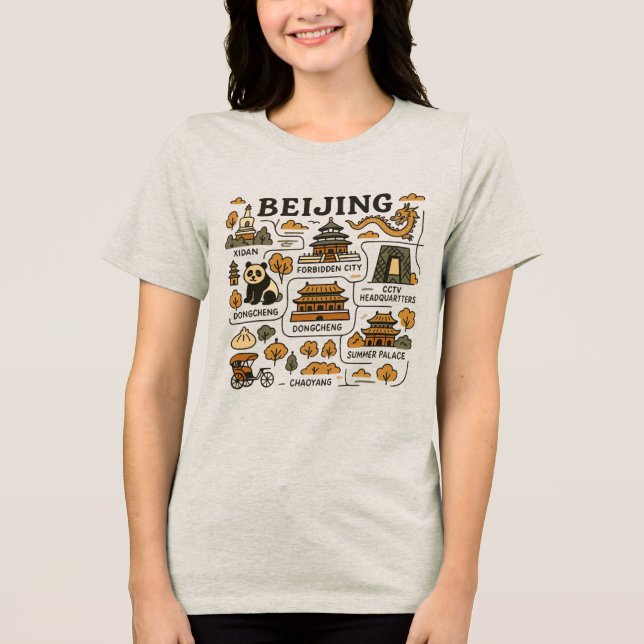China Peking Retro-Reiseplan T - Shirt (Vorderseite)