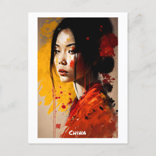 China Postkarte - Portrait - Welt der Frauen