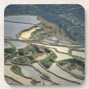 China, Provinz Yunnan. Überschwemmte Reisterrassen Untersetzer