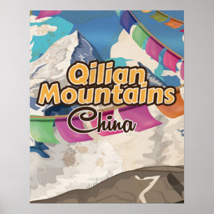 China Qilian Mountain Vintage Reiseplakat Poster