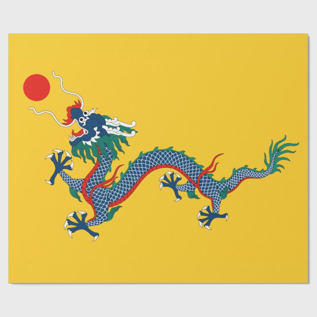 China Qing Dynastie Flag (chinesischer Drache) (as Geschenkpapier (Flach)