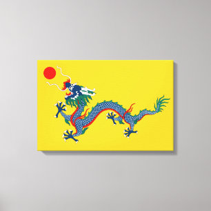 China Qing Dynastie Flag (chinesischer Drache) (as Leinwanddruck