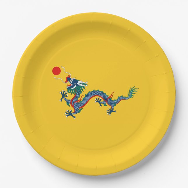 China Qing Dynastie Flag (chinesischer Drache) (as Pappteller (Vorderseite)