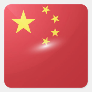 China quadratisch glänzende Flagge Quadratischer Aufkleber
