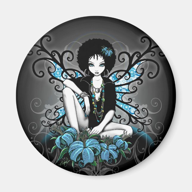 "China" Retro Aquamarine Lilien Fairy Art Magnet (Vorne)
