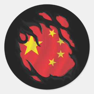 China-Rippfahne Runder Aufkleber
