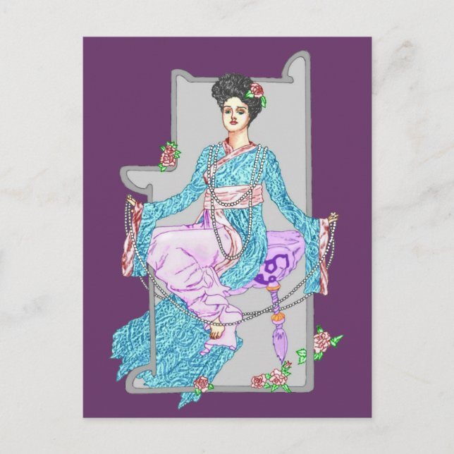 China Rose & Perlen Postkarte (Vorderseite)