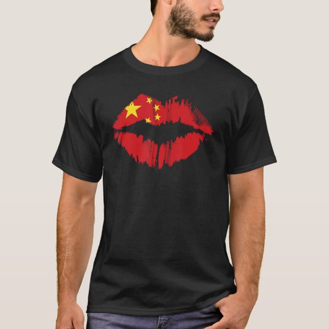 China Rote Kiss Lips T-Shirt (Vorderseite)