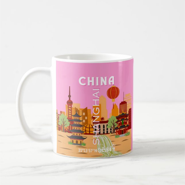 China Shanghai Reise Kunst Kaffeetasse (Links)