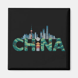 China Shanghai Temple Panda Magnet