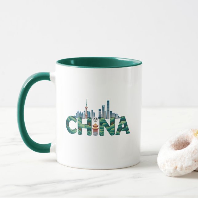 China Shanghai Temple Panda Tasse (Mit Donut)