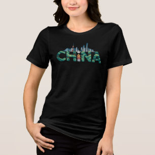 China Shanghai Temple Panda Tri-Blend Shirt