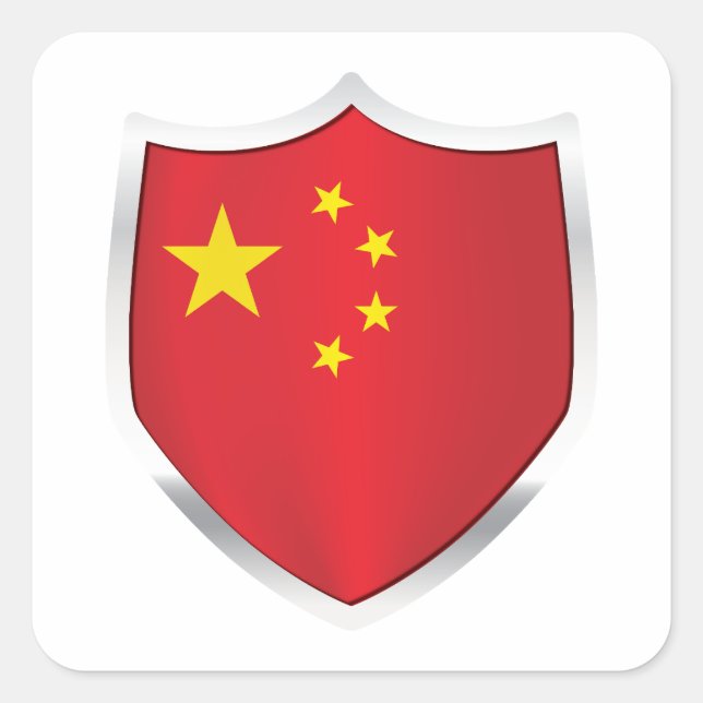 China Silberschild Quadratischer Aufkleber (Vorderseite)