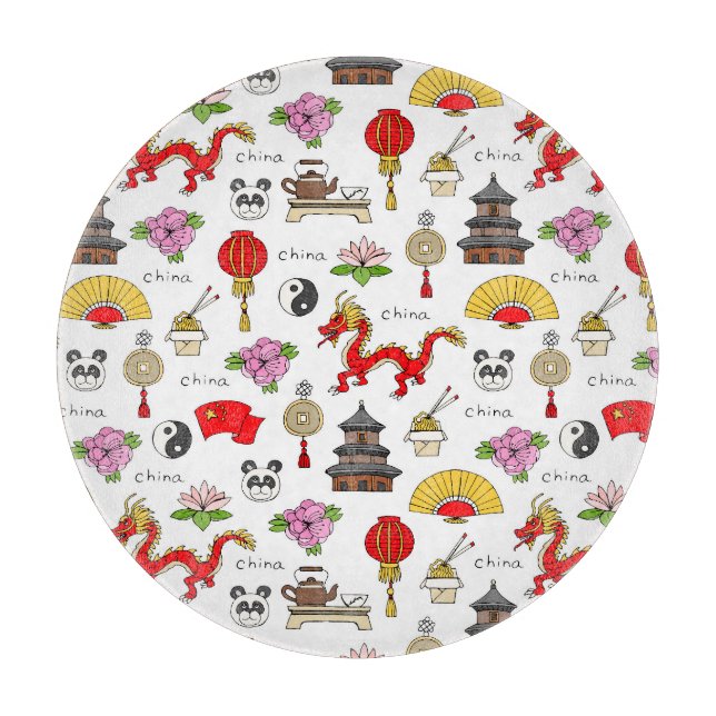 China-Symbol-Muster Schneidebrett (Vorderseite)