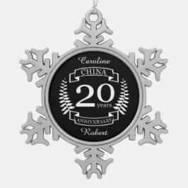 China Traditional wedding anniversary 20 years Schneeflocken Zinn-Ornament