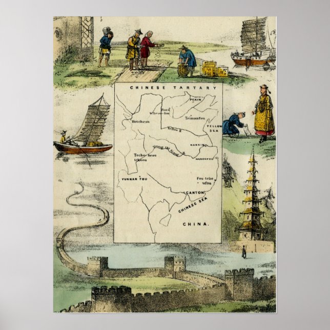 CHINA UND DIE CHINESISCHEN MENSCHEN c1840 Poster (Vorne)
