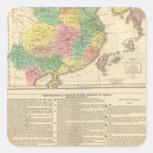 China und Japan-Atlas-Karte Quadratischer Aufkleber