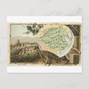 China, Vintage-Karte 1889 Postkarte
