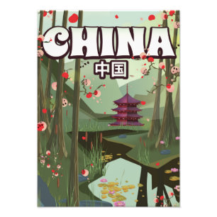 China-Wasser-Garten-Cartoonplakat Fotodruck