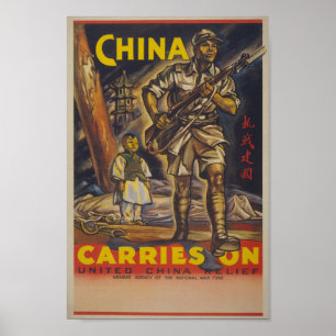 China WW2 Propagandaposter Poster