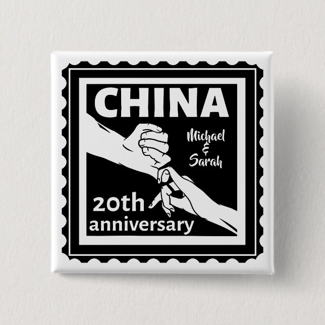 China zum 20. Hochzeitstag Button (Vorderseite)