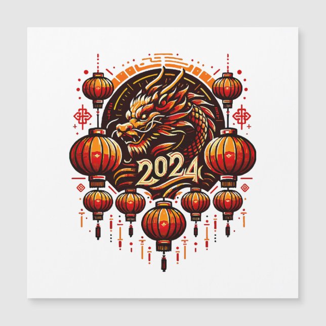 Chinas neues Jahr 2024 Magnetkarte (Vorderseite)
