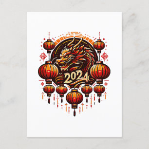 Chinas neues Jahr 2024 Postkarte