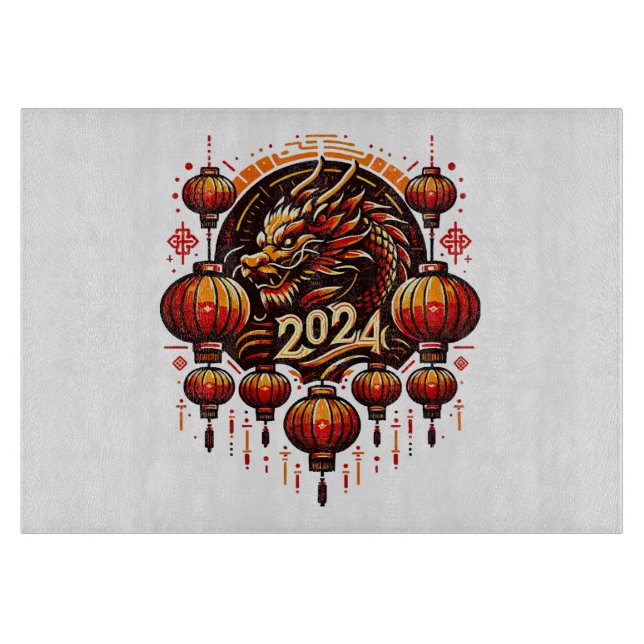 Chinas neues Jahr 2024 Schneidebrett (Vorderseite)