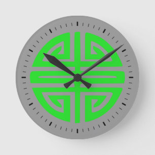 Chinas Wohlstand-Symbol grün Runde Wanduhr