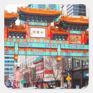 Chinatown in Washington, DC. Quadratischer Aufkleber