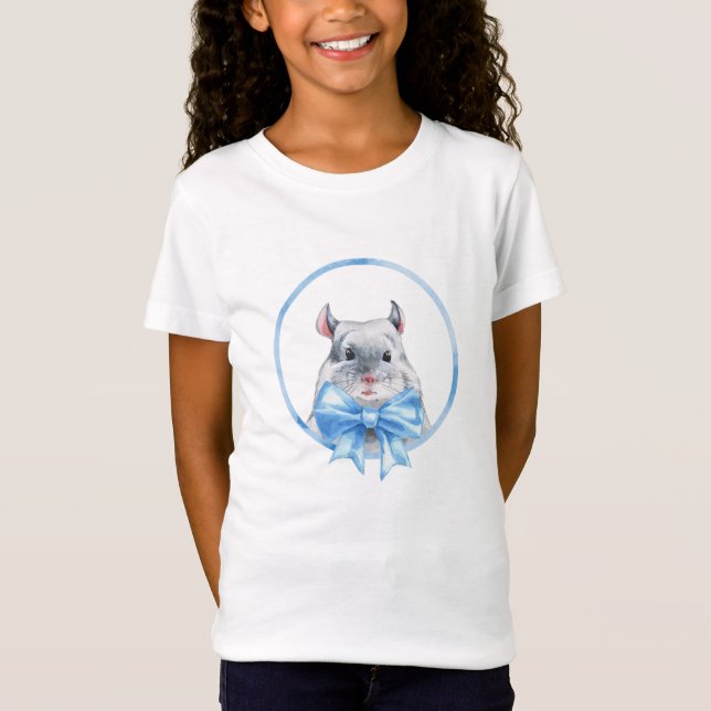Chinchilla 1. Blaue Schleife T-Shirt (Vorderseite)