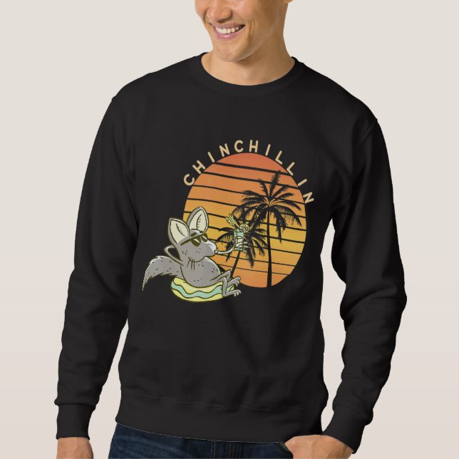 Chinchilla Chillin Sunset Retro Vintages Relax Sweatshirt (Vorderseite)