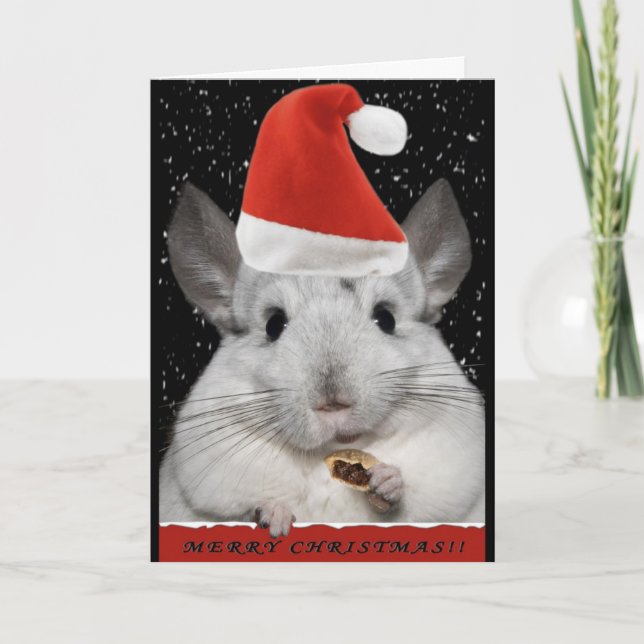 Chinchilla Christmas Card Feiertagskarte (Vorderseite)