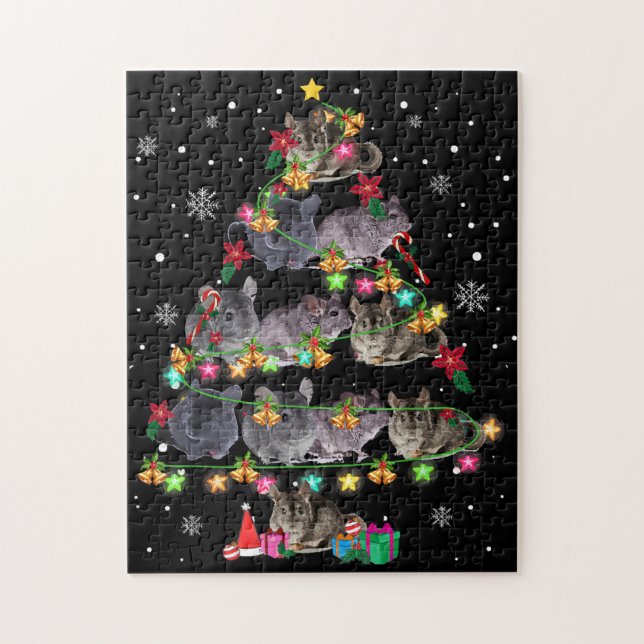 Chinchilla Christmas Tree Funny Rodents Lover Xmas Puzzle (Vertikal)