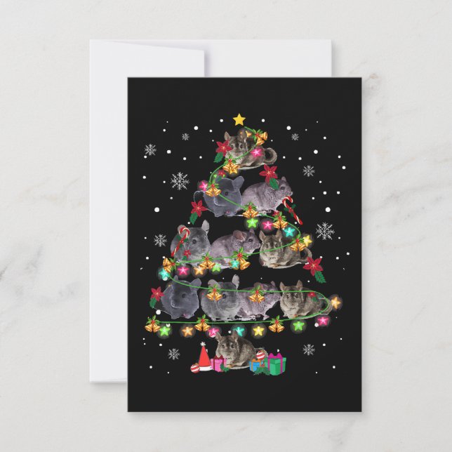 Chinchilla Christmas Tree Funny Rodents Lover Xmas RSVP Karte (Vorderseite)
