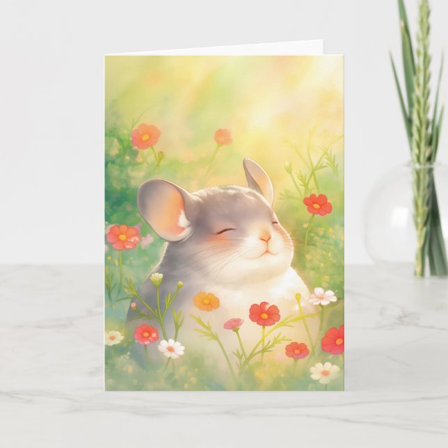 Chinchilla Floral Oasis Karte (Vorderseite)