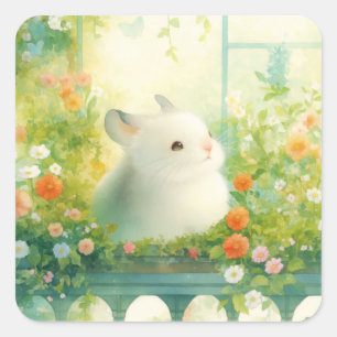 Chinchilla Friedliche Garten-Retreat Quadratischer Aufkleber