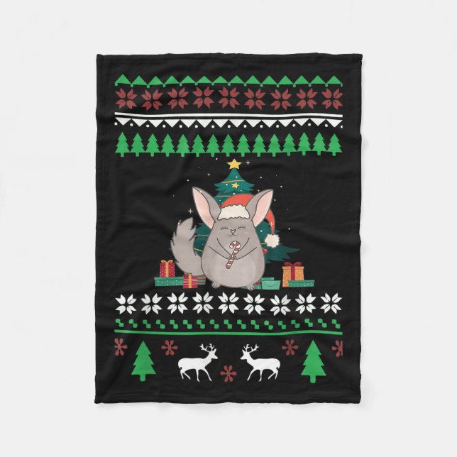 Chinchilla Funny Pet Ugge Weihnachtskurat Fleecedecke (Vorderseite)