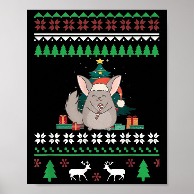 Chinchilla Funny Pet Ugge Weihnachtskurat Poster (Vorne)