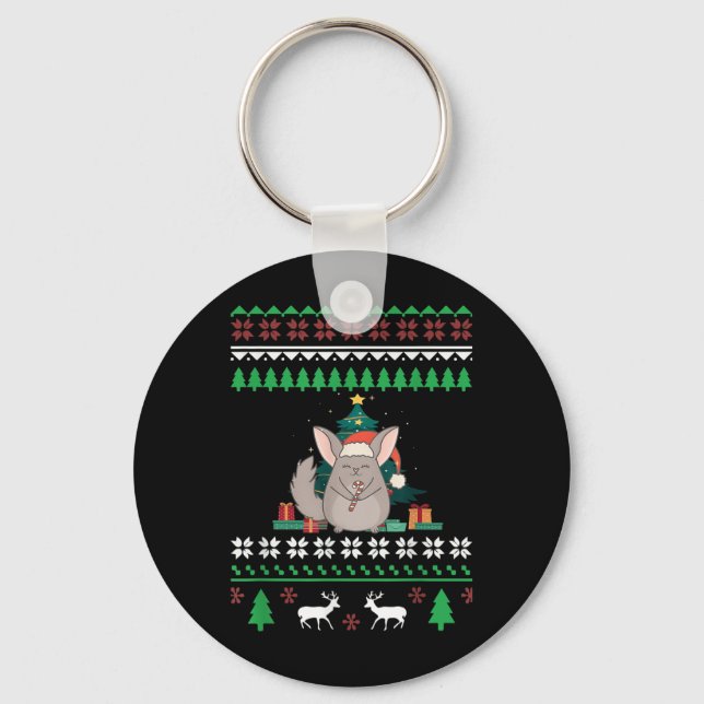 Chinchilla Funny Pet Ugge Weihnachtskurat Schlüsselanhänger (Vorderseite)