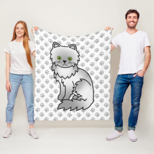 Chinchilla Grau Perser Niedlicher Cartoon Cat & Pa Fleecedecke