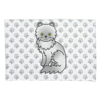 Chinchilla Grau Perser Niedlicher Cartoon Cat & Pa Kissenbezug
