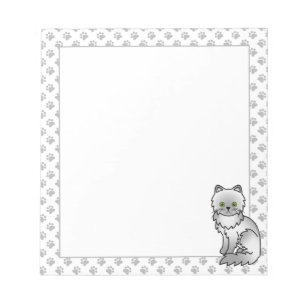Chinchilla Grau Perser Niedlicher Cartoon Cat & Pa Notizblock