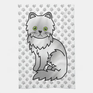 Chinchilla Grau Perser Süße Cartoon-Katze Zeichnun Geschirrtuch