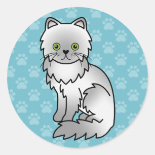 Chinchilla Graue Perserkatze Cartoon-Zeichnung auf Runder Aufkleber