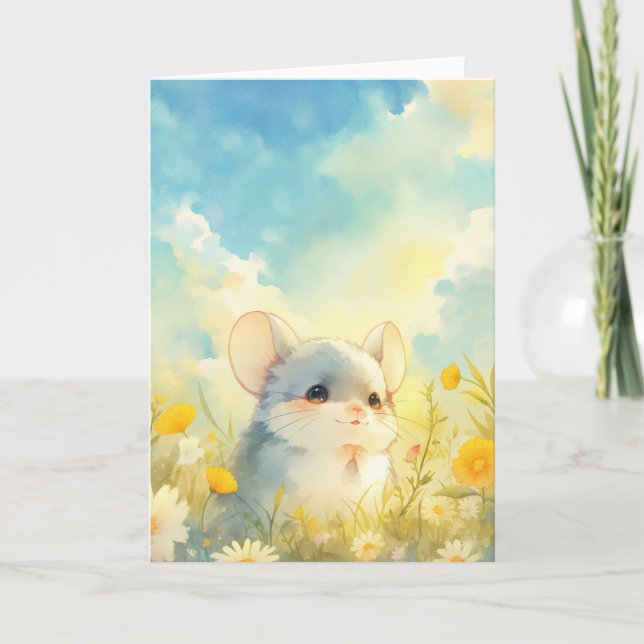 Chinchilla Joyful Glimps von Wildblumen Karte (Vorderseite)