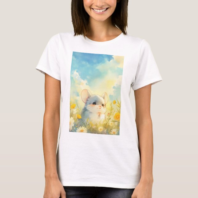 Chinchilla Joyful Glimps von Wildblumen T-Shirt (Vorderseite)