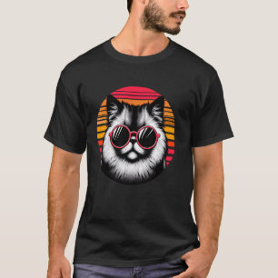 Chinchilla Perserkatze Retro Vintage Sonnenunterga T-Shirt