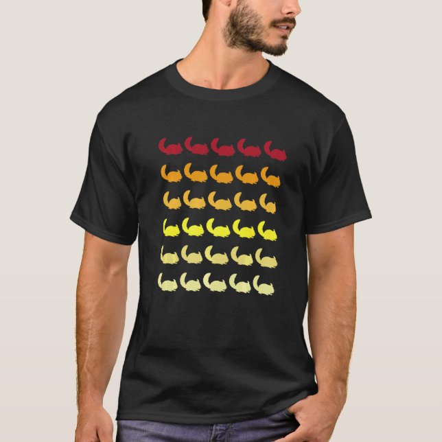 Chinchilla Retro-Tiermuster T-Shirt (Vorderseite)
