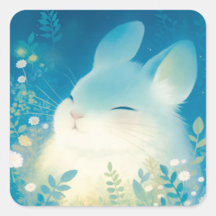 Chinchilla Serenes Blumenoase Quadratischer Aufkleber